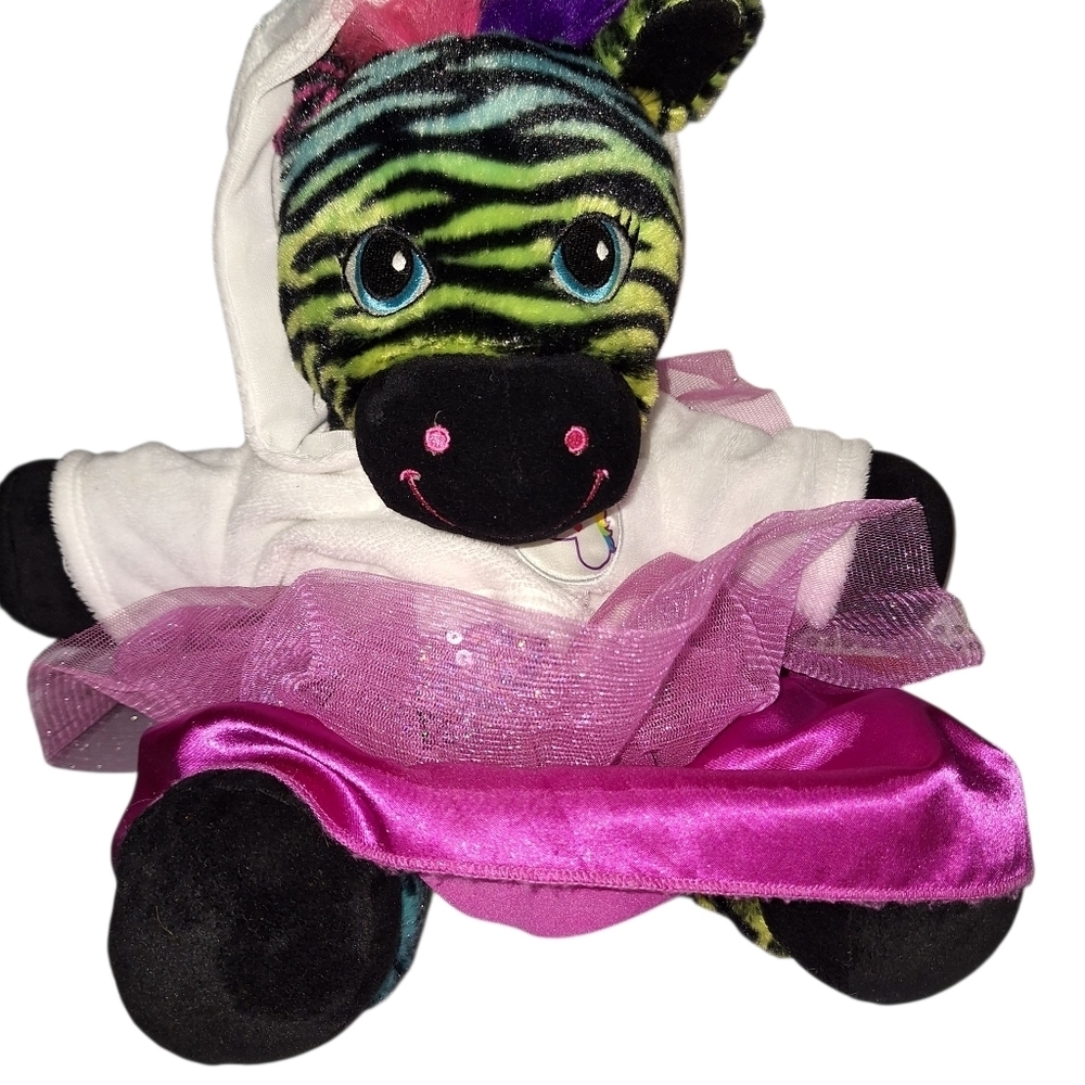 Build A Bear Zebra Plush with Unicorn Shirt and Dress